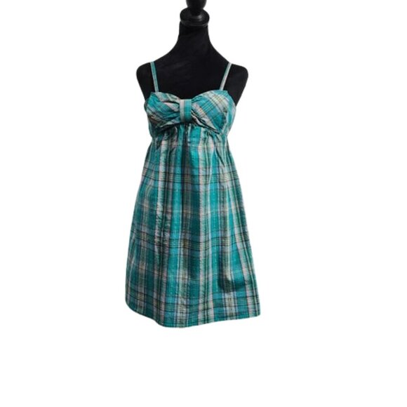 Xhilaration Strapless Bowfront Summer Dress Plaid Junior's Medium - Picture 4 of 7